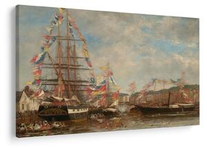 Tablou - Eugène Boudin, Festival in the Harbor of Honfleur, reproducere (90x60 cm)