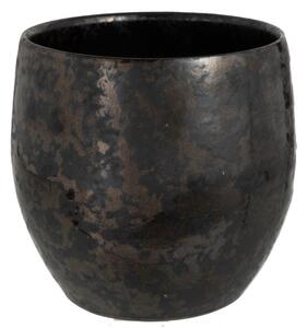 Ghiveci, Ceramica, Negru, 23x23x21.5 cm