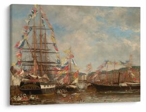 Tablou - Eugène Boudin, Festival in the Harbor of Honfleur, reproducere (70x50 cm)
