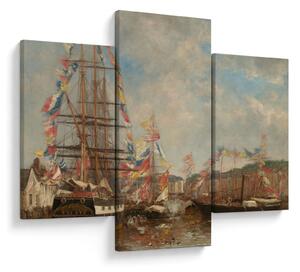 Tablou - Eugène Boudin, Festival in the Harbor of Honfleur, reproducere (90x60 cm)