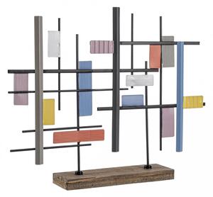 Decoratiune Mondrian Ornament A, Otel MDF Lemn, Multicolor, 61x10x48.5 cm