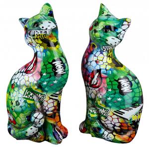 Set 2 decoratiuni Cat Street Art, Rasina, Multicolor, 15x27x9 cm