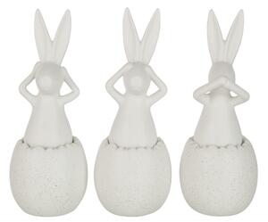 Set 3 figurine Rabbit See Hear Speak, Ceramica, Alb, 12x12x31.2 cm
