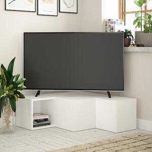 Comoda Tv pe colt Compact, alba, PAL melaminat, 90x32x92 cm