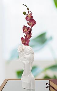 Vaza Young Lady, Portelan, Alb Auriu, 24.7x10.5x10 cm