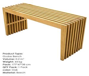 Banca Gudas, 100% lemn de fag, 175x36x45 cm