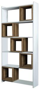 Biblioteca Box, alb/alun, PAL melaminat, 80x170x22 cm