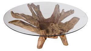 Măsuță de cafea în culoare naturală rotundă cu blat din sticlă ø 110 cm Amazonas – House Nordic