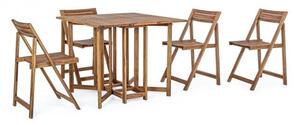 Set masa cu 4 scaune NOEMI, lemn, maro, 44x46x77cm;90x33x74cm