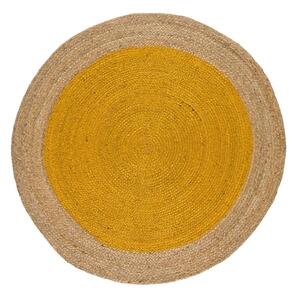 Covor galben muștar-natural rotund ø 90 cm Mahon – Universal