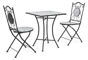 Set masa si 2 scaune Erice, Otel, Negru, 38 60x38 60x92 75 cm