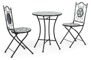 Set masa si 2 scaune Positano, Metal, Negru, 38 60x38x92 75 cm