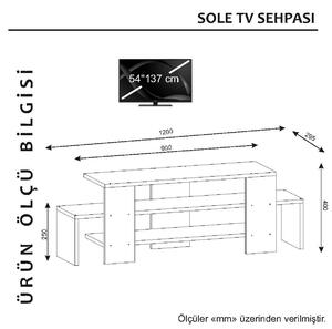 Comoda TV Sole, din PAL melaminat, alb/nuc, 120x30x40 cm