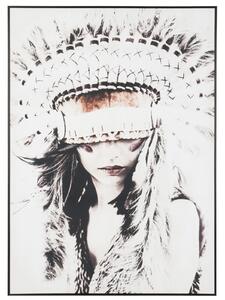 Tablou inramat Woman Native American, Canvas Lemn, Multicolor, 103.5x4x142.5 cm