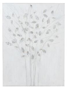 Tablou Branches, Canvas Lemn, Alb Argintiu, 90x4x120 cm