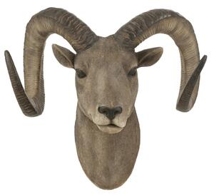 Decoratiune de perete Goat Head, Rasina, Maro, 28x48x22 cm