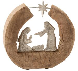 Figurina Nativity, Aluminiu Lemn, Argintiu Natural, 36x6.5x34 cm