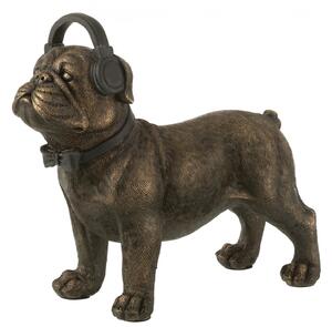 Figurina Bulldog Headphone, Rasina, Bronz, 28x11x25 cm