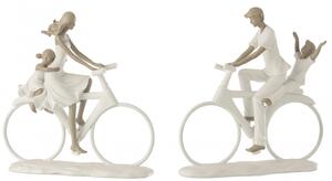 Set 2 figurine Parent With Child On Bicycle, Rasina, Alb, 23x6.5x25 cm