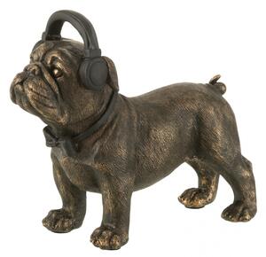 Figurina Bulldog Headphone, Rasina, Bronz, 20x20x17 cm