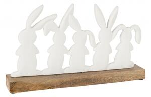 Decoratiune Rabbits On A Row, Aluminiu, Alb Natural, 28x28x17 cm