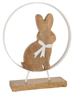 Figurina Rabbit Bow In Round, Lemn, Alb Natural, 25x2.5x31 cm