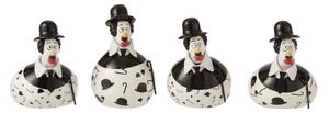 Set 4 figurine Chicken Chaplin, Ceramica, Negru, 7x7x11 cm