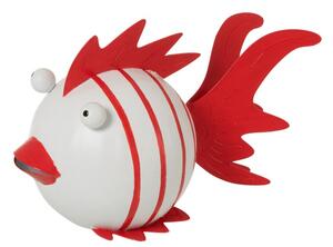 Set 2 figurine Fish Stripes, Metal, Alb Red, 18x11.5x8.8 cm