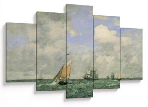 Tablou - Eugène Boudin, Ships and Sailing Boats Leaving Le Havre, reproducere (150x105 cm)