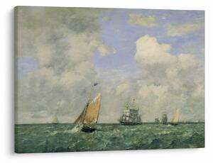 Tablou - Eugène Boudin, Ships and Sailing Boats Leaving Le Havre, reproducere (70x50 cm)