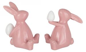 Set 2 figurine Rabbit Sitting, Ceramica, Roz, 15x11.5x17 cm