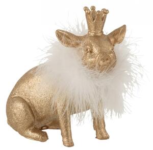 Set 2 figurine Pig Crown, Rasina, Auriu, 16x8x15 cm