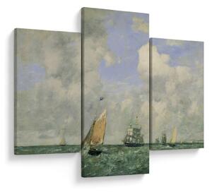 Tablou - Eugène Boudin, Ships and Sailing Boats Leaving Le Havre, reproducere (90x60 cm)