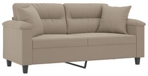 Canapea cu 2 locuri, cu perne, gri taupe, 140 cm, microfibră