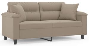 Canapea cu 2 locuri, cu perne, gri taupe, 140 cm, microfibră