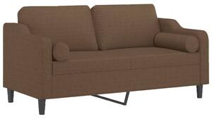 Canapea cu 2 locuri cu pernuțe, maro, 140 cm, textil