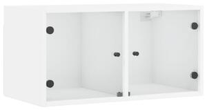 Dulap de perete cu uși din sticlă, alb, 68,5x37x35 cm