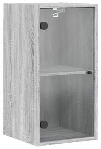 Dulap de perete cu uși din sticlă, gri sonoma, 35x37x68,5 cm