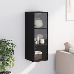 Dulap de perete cu uși din sticlă, negru, 35x37x100 cm