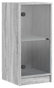 Dulap lateral cu uși din sticlă, gri sonoma, 35x37x75,5 cm