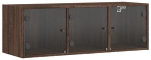 Dulap de perete cu uși din sticlă, stejar maro, 102x37x35 cm