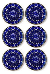 Set farfurii pentru desert ESC0001, imprimeu albastru, ceramica 100%