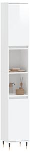 Dulap de baie, alb extralucios, 30x30x190 cm, lemn prelucrat