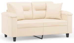 Canapea cu 2 locuri, cu perne, bej, 120 cm, microfibră