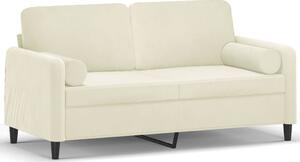 Canapea cu 2 locuri cu pernuțe, crem, 140 cm, catifea