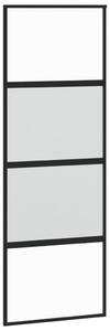 Ușă glisantă, negru, 76x205 cm, sticlă securizată și aluminiu