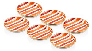 Set 6 farfurii FEZ0014, imprimeu portocaliu/rosu, ceramica 100%, 10x10