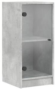Dulap lateral cu uși din sticlă, gri beton, 35x37x75,5 cm