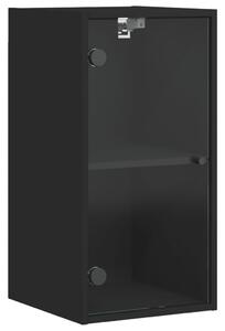 Dulap de perete cu uși din sticlă, negru, 35x37x68,5 cm