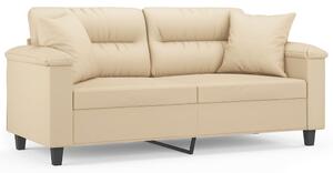 Canapea cu 2 locuri, cu perne, crem, 140 cm, microfibră